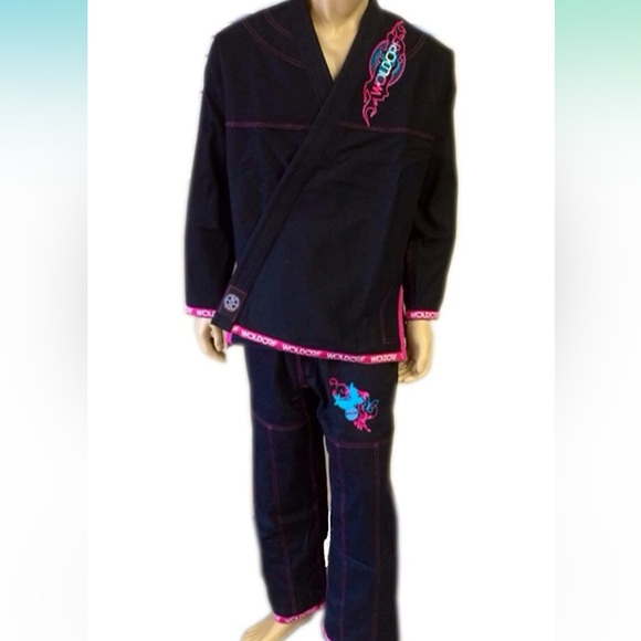 Brand new women’s GI in black with pink & blue accents Size F5 martial arts BJJ - Picture 7 of 13